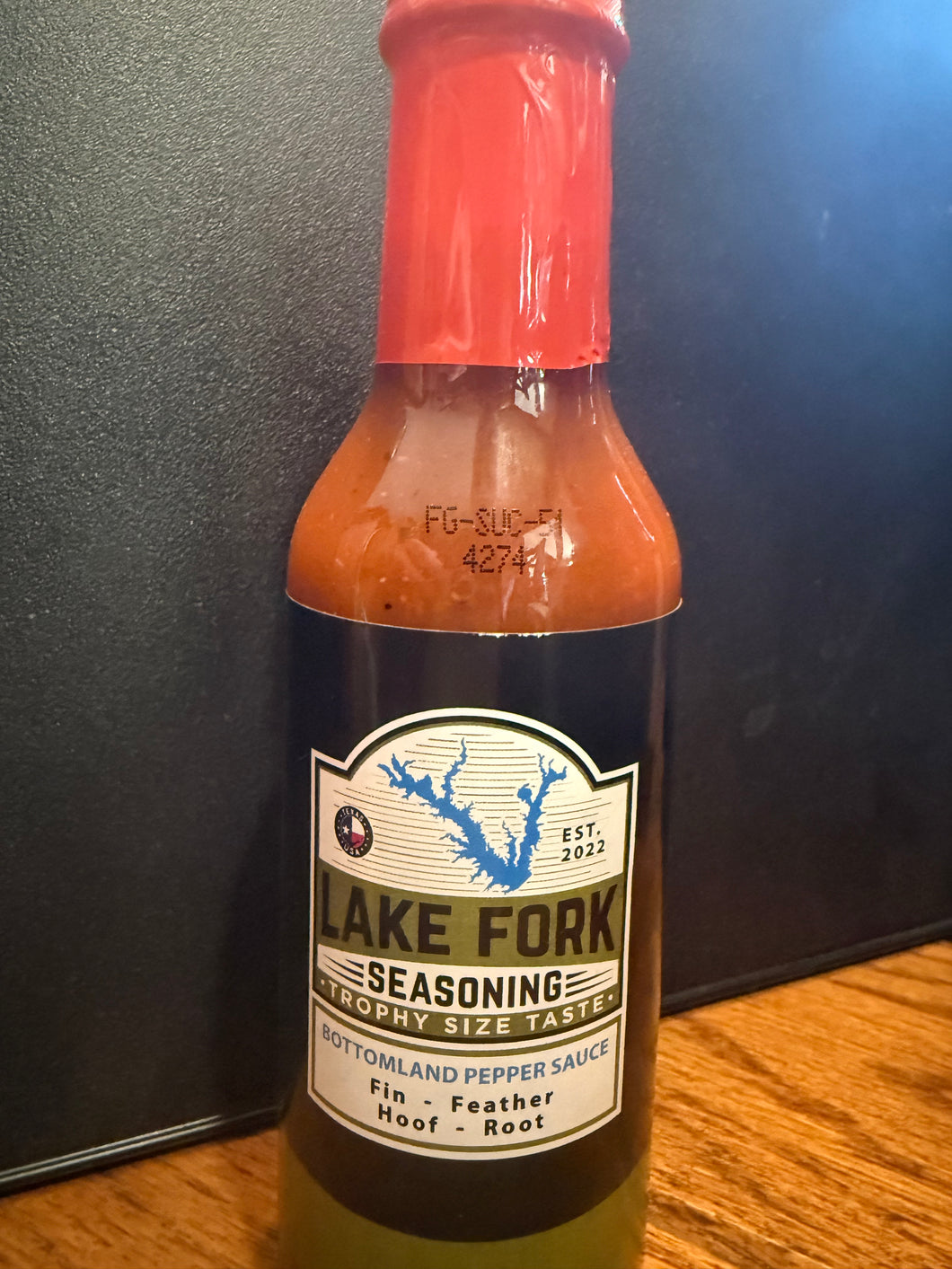 LAKE FORK SEASONING BOTTOMLAND PEPPER SAUCE...Fin Feather Hook and Root